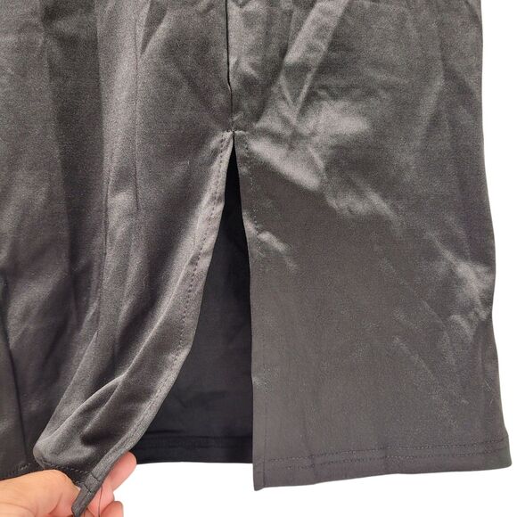 Women's Elegant Office Long Sleeve Midi Solid Black Dress Size Medium - Picture 6 of 10